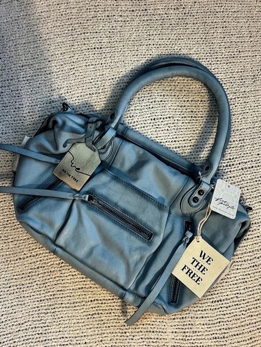 Free People We The Free Baby Emerson Tote Blue Shoulder Bag
